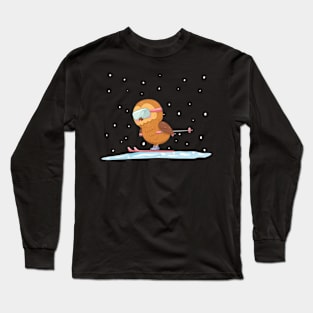 Ski Snow Owl Funny Winter Sports Cute Skiing Long Sleeve T-Shirt